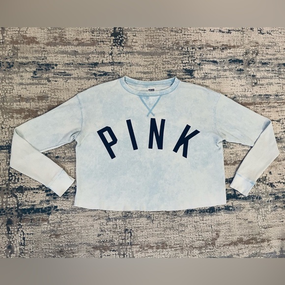 VS PINK | Tie Dye Long Sleeve Waffle Crop Top Size Small - Picture 2 of 4